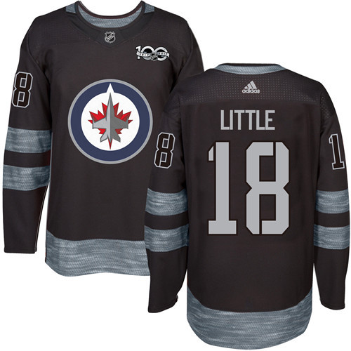 Adidas Jets #18 Bryan Little Black 1917-100th Anniversary Stitched NHL Jersey - Click Image to Close